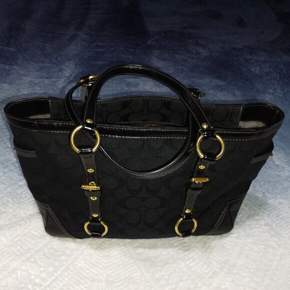 Coach Handbag Black with Gold Hardware. EUC. - Picture 1 of 14